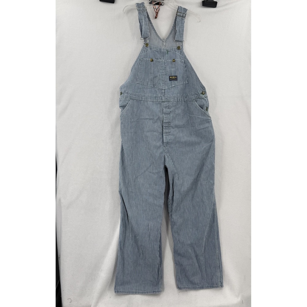 OshKosh Bgosh Overalls Mens 42x30 Blue Hickory Stripe Vintage Union Made USA